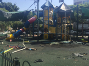  بالصور: أضرار جسيمة في حديقة الأطفال بشارع "مجين ابراهام" بيافا اثر احتراقها 